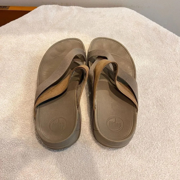 Fitflop MensTaupe Sling Nylon Walking Sandal 11 Flat Comfort Slip On Casual - Picture 2 of 12